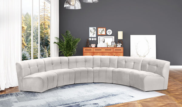 Limitless Velvet / Engineered Wood / Foam Contemporary Cream Velvet 6pc. Modular Sectional - 161" W x 63" D x 31" H