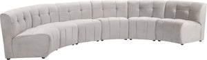 Limitless Velvet / Engineered Wood / Foam Contemporary Cream Velvet 6pc. Modular Sectional - 161" W x 63" D x 31" H