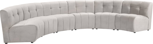 Limitless Velvet / Engineered Wood / Foam Contemporary Cream Velvet 6pc. Modular Sectional - 161" W x 63" D x 31" H