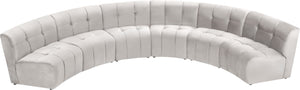 Limitless Velvet / Engineered Wood / Foam Contemporary Cream Velvet 6pc. Modular Sectional - 161" W x 63" D x 31" H