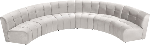Limitless Velvet / Engineered Wood / Foam Contemporary Cream Velvet 6pc. Modular Sectional - 161" W x 63" D x 31" H