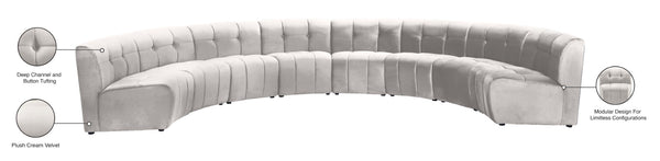 Limitless Velvet / Engineered Wood / Foam Contemporary Cream Velvet 8pc. Modular Sectional - 173" W x 86" D x 31" H