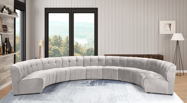 Limitless Velvet / Engineered Wood / Foam Contemporary Cream Velvet 9pc. Modular Sectional - 173" W x 102" D x 31" H