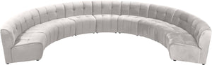 Limitless Velvet / Engineered Wood / Foam Contemporary Cream Velvet 9pc. Modular Sectional - 173" W x 102" D x 31" H