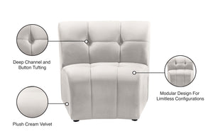 Limitless Velvet / Engineered Wood / Foam Contemporary Cream Velvet Modular Chair - 33" W x 31" D x 31" H