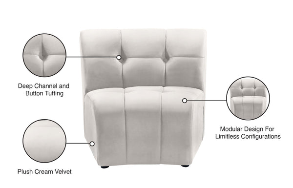 Limitless Velvet / Engineered Wood / Foam Contemporary Cream Velvet Modular Chair - 33" W x 31" D x 31" H