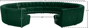 Limitless Velvet / Engineered Wood / Foam Contemporary Green Velvet 14pc. Modular Sectional - 173" W x 167" D x 31" H