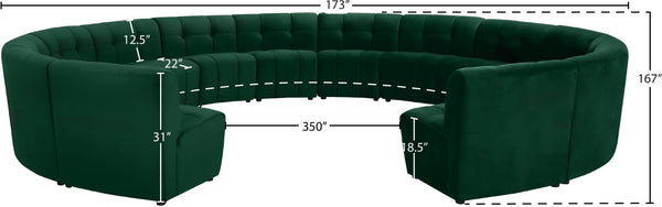 Limitless Velvet / Engineered Wood / Foam Contemporary Green Velvet 14pc. Modular Sectional - 173" W x 167" D x 31" H