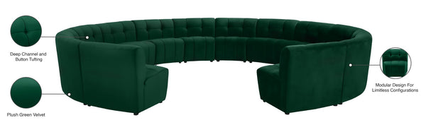 Limitless Velvet / Engineered Wood / Foam Contemporary Green Velvet 14pc. Modular Sectional - 173" W x 167" D x 31" H