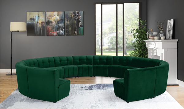 Limitless Velvet / Engineered Wood / Foam Contemporary Green Velvet 14pc. Modular Sectional - 173" W x 167" D x 31" H