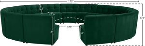 Limitless Velvet / Engineered Wood / Foam Contemporary Green Velvet 15pc. Modular Sectional - 173" W x 173" D x 31" H