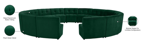 Limitless Velvet / Engineered Wood / Foam Contemporary Green Velvet 15pc. Modular Sectional - 173" W x 173" D x 31" H