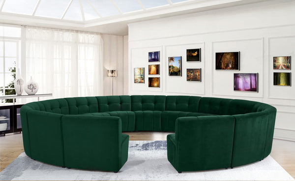 Limitless Velvet / Engineered Wood / Foam Contemporary Green Velvet 15pc. Modular Sectional - 173" W x 173" D x 31" H