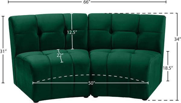 Limitless Velvet / Engineered Wood / Foam Contemporary Green Velvet 2pc. Modular Sectional - 66" W x 34" D x 31" H