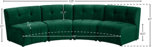Limitless Velvet / Engineered Wood / Foam Contemporary Green Velvet 4pc. Modular Sectional - 123" W x 45" D x 31" H