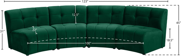 Limitless Velvet / Engineered Wood / Foam Contemporary Green Velvet 4pc. Modular Sectional - 123" W x 45" D x 31" H
