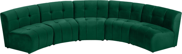 Limitless Velvet / Engineered Wood / Foam Contemporary Green Velvet 5pc. Modular Sectional - 145" W x 55" D x 31" H