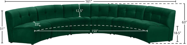 Limitless Velvet / Engineered Wood / Foam Contemporary Green Velvet 6pc. Modular Sectional - 161" W x 63" D x 31" H