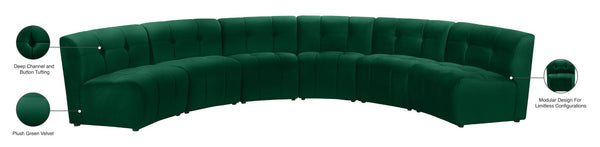 Limitless Velvet / Engineered Wood / Foam Contemporary Green Velvet 6pc. Modular Sectional - 161" W x 63" D x 31" H