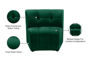 Limitless Velvet / Engineered Wood / Foam Contemporary Green Velvet Modular Chair - 33" W x 31" D x 31" H