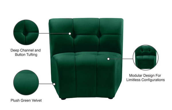 Limitless Velvet / Engineered Wood / Foam Contemporary Green Velvet Modular Chair - 33" W x 31" D x 31" H