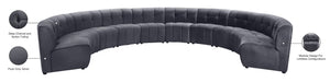 Limitless Velvet / Engineered Wood / Foam Contemporary Grey Velvet 10pc. Modular Sectional - 173" W x 118" D x 31" H