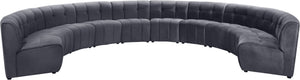 Limitless Velvet / Engineered Wood / Foam Contemporary Grey Velvet 10pc. Modular Sectional - 173" W x 118" D x 31" H