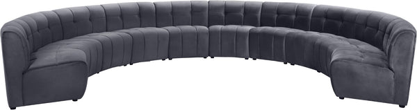 Limitless Velvet / Engineered Wood / Foam Contemporary Grey Velvet 10pc. Modular Sectional - 173" W x 118" D x 31" H