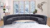 Limitless Velvet / Engineered Wood / Foam Contemporary Grey Velvet 10pc. Modular Sectional - 173" W x 118" D x 31" H