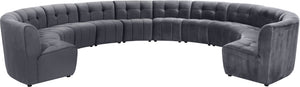 Limitless Velvet / Engineered Wood / Foam Contemporary Grey Velvet 12pc. Modular Sectional - 173" W x 146" D x 31" H