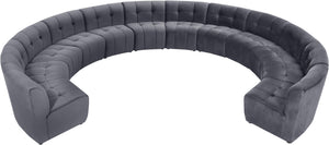 Limitless Velvet / Engineered Wood / Foam Contemporary Grey Velvet 12pc. Modular Sectional - 173" W x 146" D x 31" H