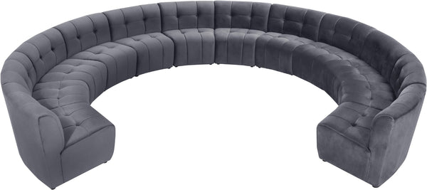 Limitless Velvet / Engineered Wood / Foam Contemporary Grey Velvet 12pc. Modular Sectional - 173" W x 146" D x 31" H