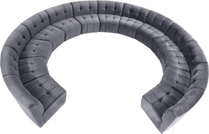 Limitless Velvet / Engineered Wood / Foam Contemporary Grey Velvet 13pc. Modular Sectional - 173" W x 159" D x 31" H