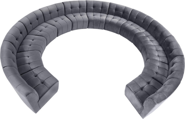 Limitless Velvet / Engineered Wood / Foam Contemporary Grey Velvet 13pc. Modular Sectional - 173" W x 159" D x 31" H