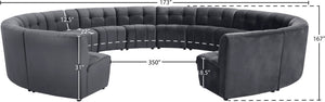 Limitless Velvet / Engineered Wood / Foam Contemporary Grey Velvet 14pc. Modular Sectional - 173" W x 167" D x 31" H