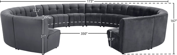 Limitless Velvet / Engineered Wood / Foam Contemporary Grey Velvet 14pc. Modular Sectional - 173" W x 167" D x 31" H