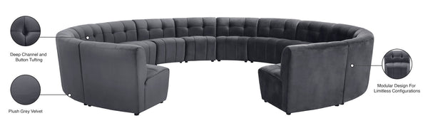 Limitless Velvet / Engineered Wood / Foam Contemporary Grey Velvet 14pc. Modular Sectional - 173" W x 167" D x 31" H