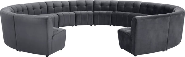 Limitless Velvet / Engineered Wood / Foam Contemporary Grey Velvet 14pc. Modular Sectional - 173" W x 167" D x 31" H