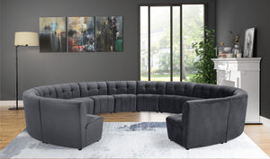 Limitless Velvet / Engineered Wood / Foam Contemporary Grey Velvet 14pc. Modular Sectional - 173" W x 167" D x 31" H