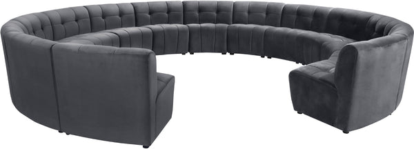Limitless Velvet / Engineered Wood / Foam Contemporary Grey Velvet 14pc. Modular Sectional - 173" W x 167" D x 31" H