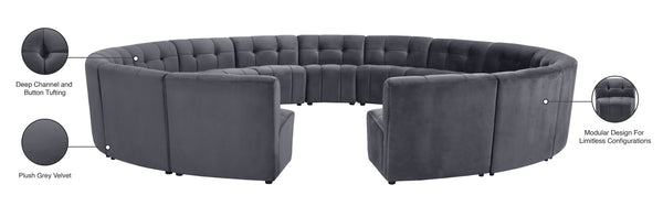 Limitless Velvet / Engineered Wood / Foam Contemporary Grey Velvet 15pc. Modular Sectional - 173" W x 173" D x 31" H