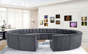 Limitless Velvet / Engineered Wood / Foam Contemporary Grey Velvet 15pc. Modular Sectional - 173" W x 173" D x 31" H