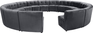Limitless Velvet / Engineered Wood / Foam Contemporary Grey Velvet 15pc. Modular Sectional - 173" W x 173" D x 31" H