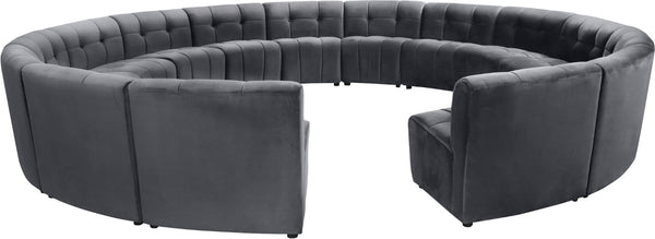 Limitless Velvet / Engineered Wood / Foam Contemporary Grey Velvet 15pc. Modular Sectional - 173" W x 173" D x 31" H