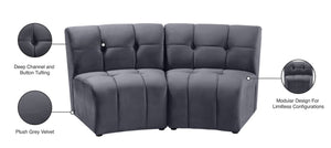 Limitless Velvet / Engineered Wood / Foam Contemporary Grey Velvet 2pc. Modular Sectional - 66" W x 34" D x 31" H