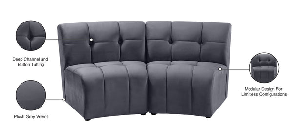 Limitless Velvet / Engineered Wood / Foam Contemporary Grey Velvet 2pc. Modular Sectional - 66" W x 34" D x 31" H