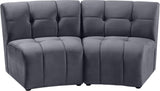 Limitless Velvet / Engineered Wood / Foam Contemporary Grey Velvet 2pc. Modular Sectional - 66" W x 34" D x 31" H