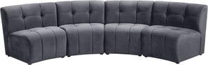 Limitless Velvet / Engineered Wood / Foam Contemporary Grey Velvet 4pc. Modular Sectional - 123" W x 45" D x 31" H