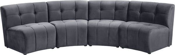 Limitless Velvet / Engineered Wood / Foam Contemporary Grey Velvet 4pc. Modular Sectional - 123" W x 45" D x 31" H