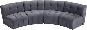 Limitless Velvet / Engineered Wood / Foam Contemporary Grey Velvet 4pc. Modular Sectional - 123" W x 45" D x 31" H